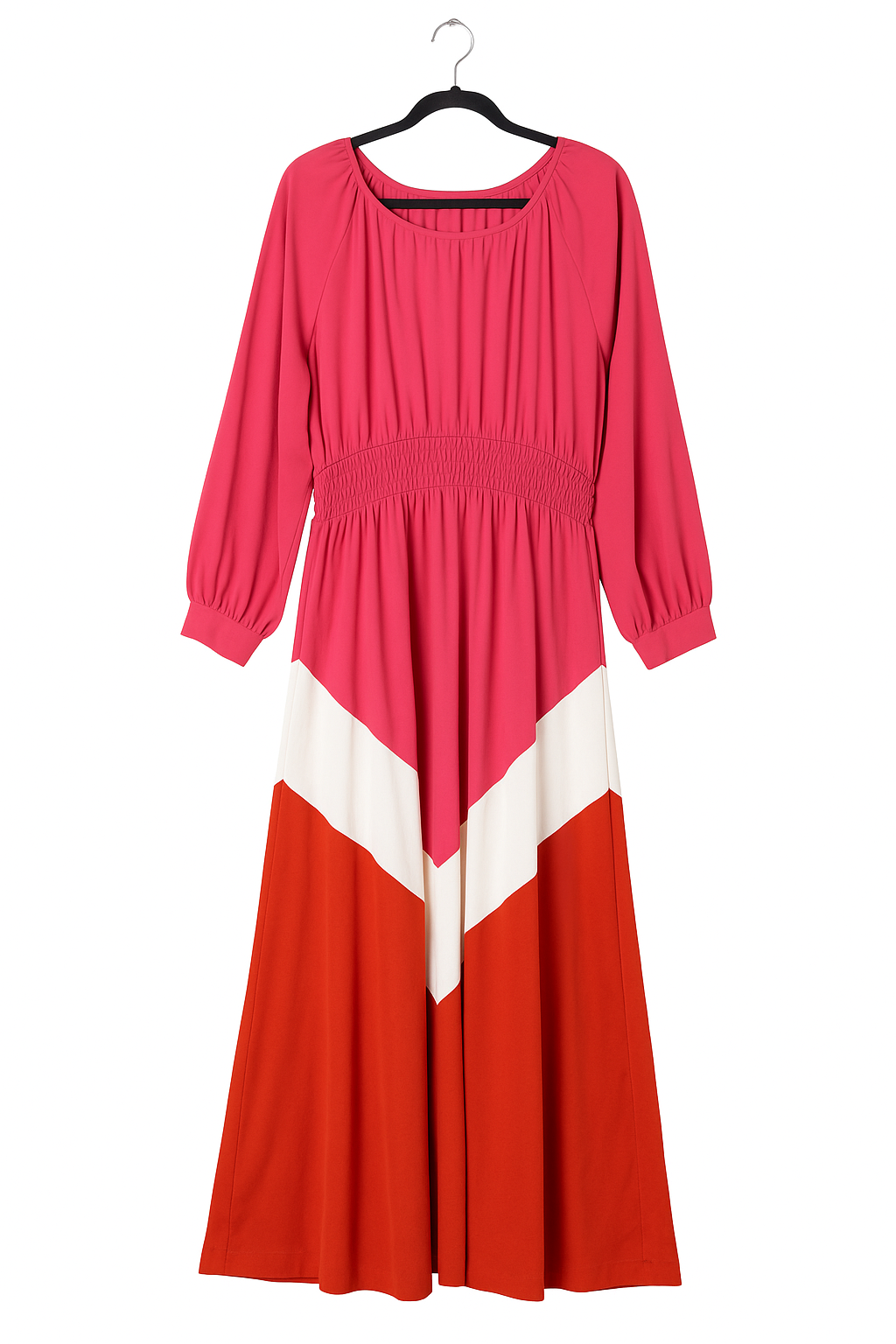 Fuchsia & Red Colorblock Maxi Dress