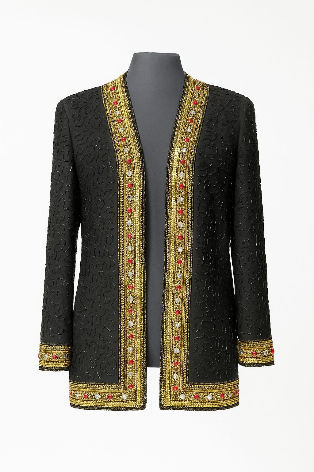 Regal Noir Beaded Evening Jacket